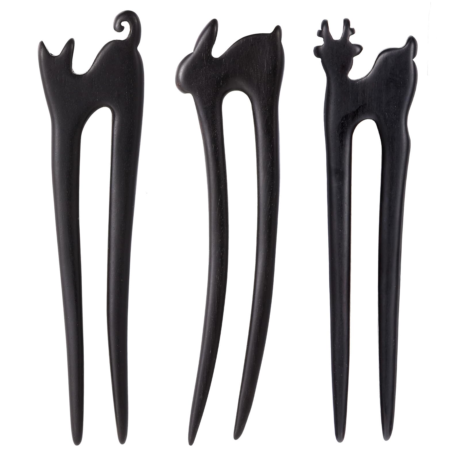 3pcs Wooden Hair Sticks French Hair Forks Vintage Wood Hair Pins for Women