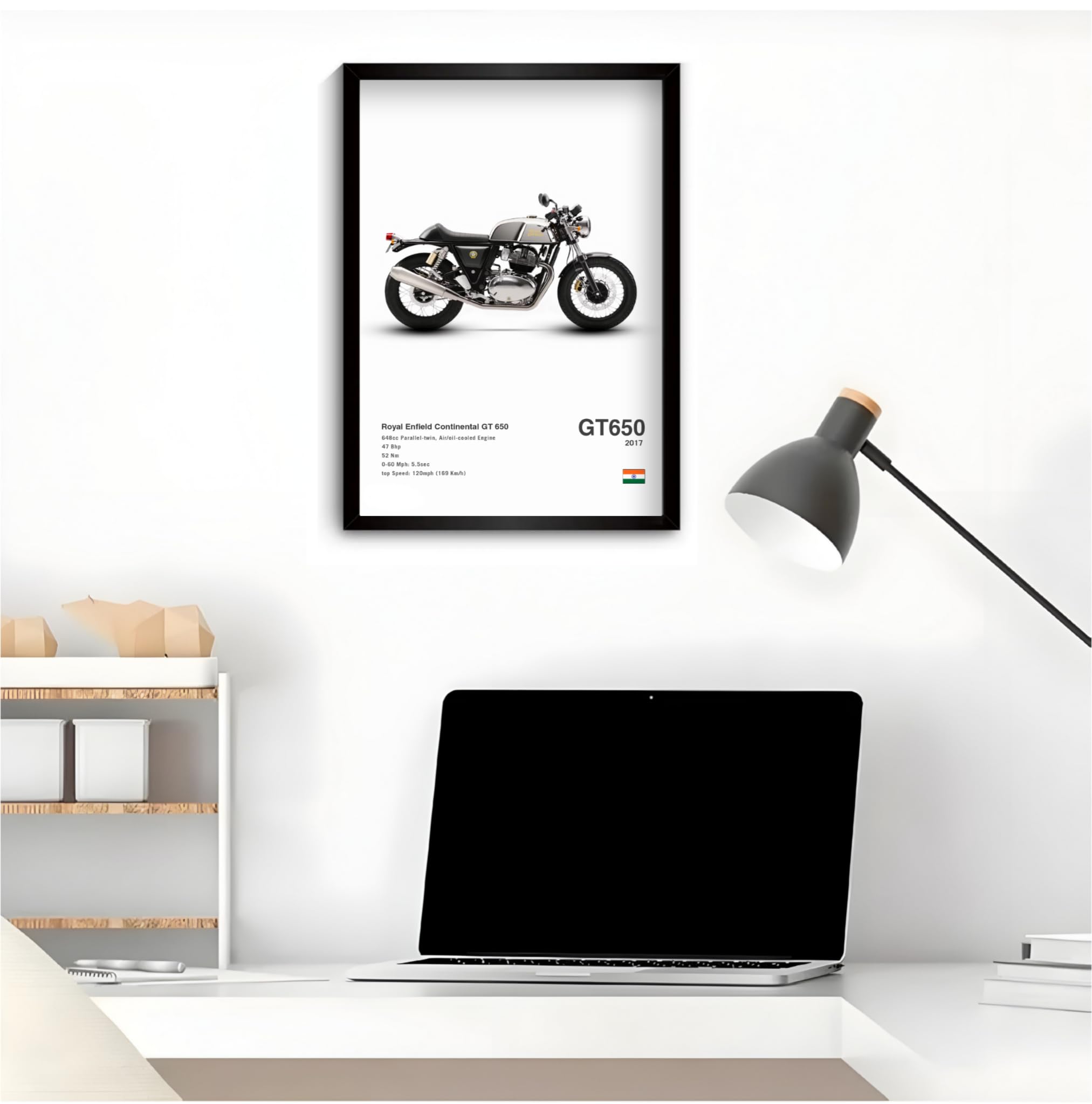 GT 650 Continental Bike Poster for Wall Photo Frame, Modern Wall Framed Paintings for Office, Dining, Living Room Decoration (Framing with Leminated Photo) SK Gallery 8 x 12 (inch), Wall Photo Frame/Bike Poster Photo Frame) (CLEAN)