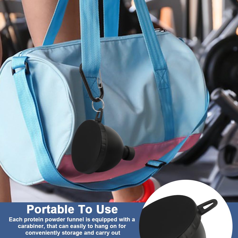 Protein Powder Funnel 4 Pack, Portable Supplement Funnels for Shaker Bottle