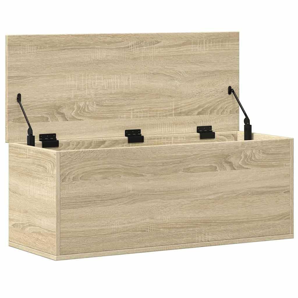 vidaXL Caja de almacenaje Madera ingeniería Roble Sonoma 90x35x35 cm, Caja de Mantas, Cofre de Almacenamiento, baúl de Juguetes, Caja de Juguetes
