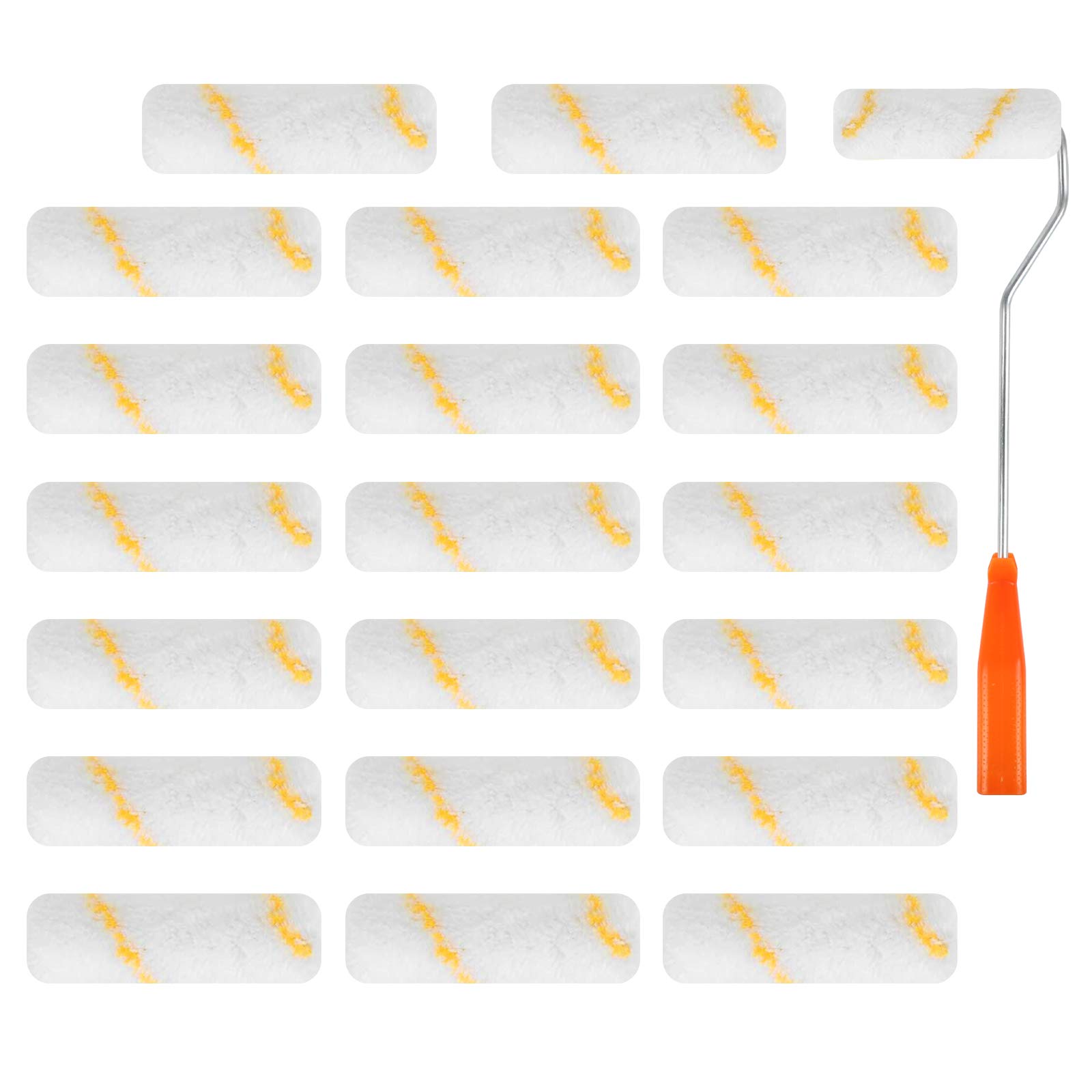 20Pcs Mini Roller Brush 10.5cm Mini Paint Rollers Paint Roller Set with 1Pcs Paint Roller Handle for Home Wall Ceiling Decoration Renovations and Repair