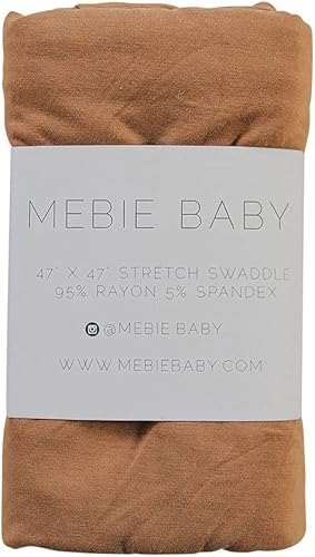 Vista 5 de Mebie Baby Manta elástica de carbón, moderna y neutra para bebé, manta suave para bebé, manta para recién nacido, 0-3 meses, envoltura cómoda, Gris