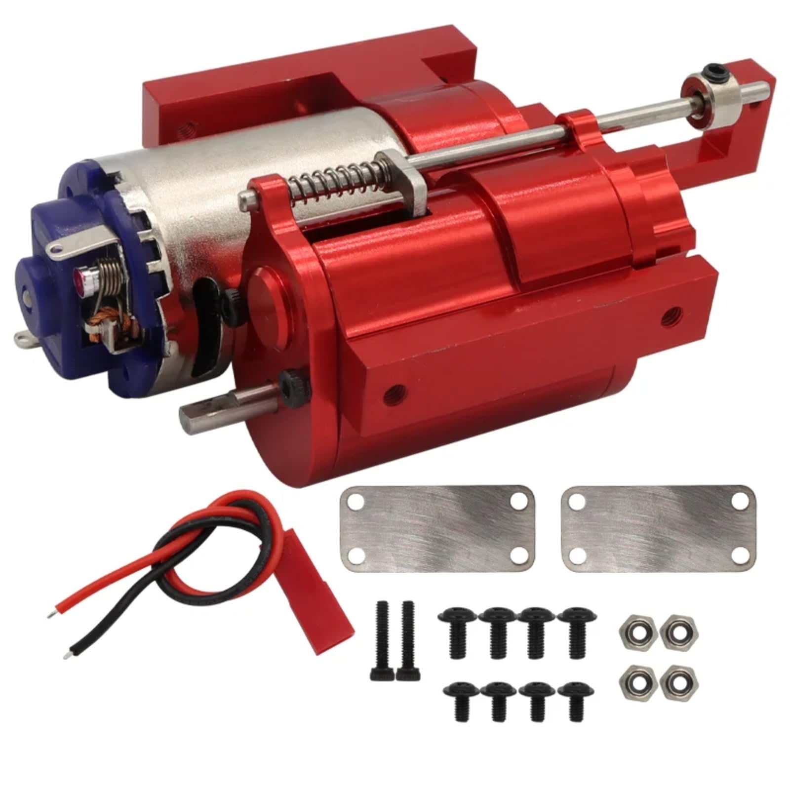 for WPL for MN B1 B14 B24 C14 C24 D90 D91 MN96 1/12 RC Car Parts Three-Generation Full Metal 2 for Speed Gearbox Transmission with Servo RC Upgrade Accessories(Red)