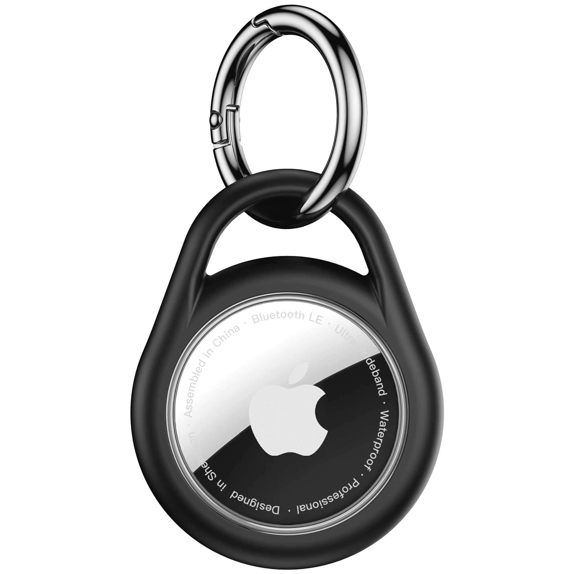 Citymore for AirTag Holder with Keychain,for Air Tag Case Key Chain for Apple Air Tags, Waterproof TPU Shell Protective Case with All Metal Keychain Key Ring Clip for Key,Pet Collar-Black