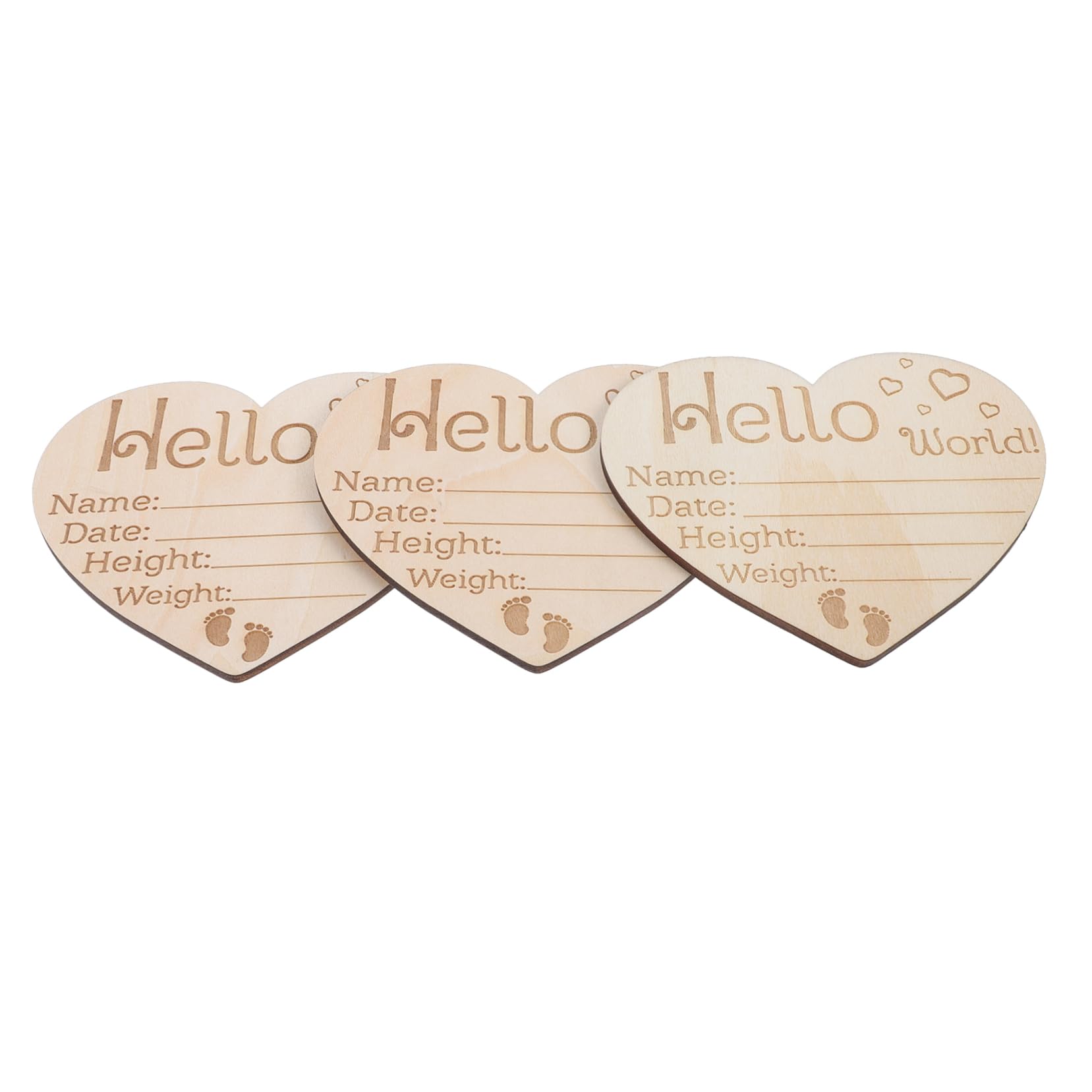 SUPVOX Hello 3 Pack Heart Shape Newborn Sign Baby Name Announcement Nursery Decor Sign