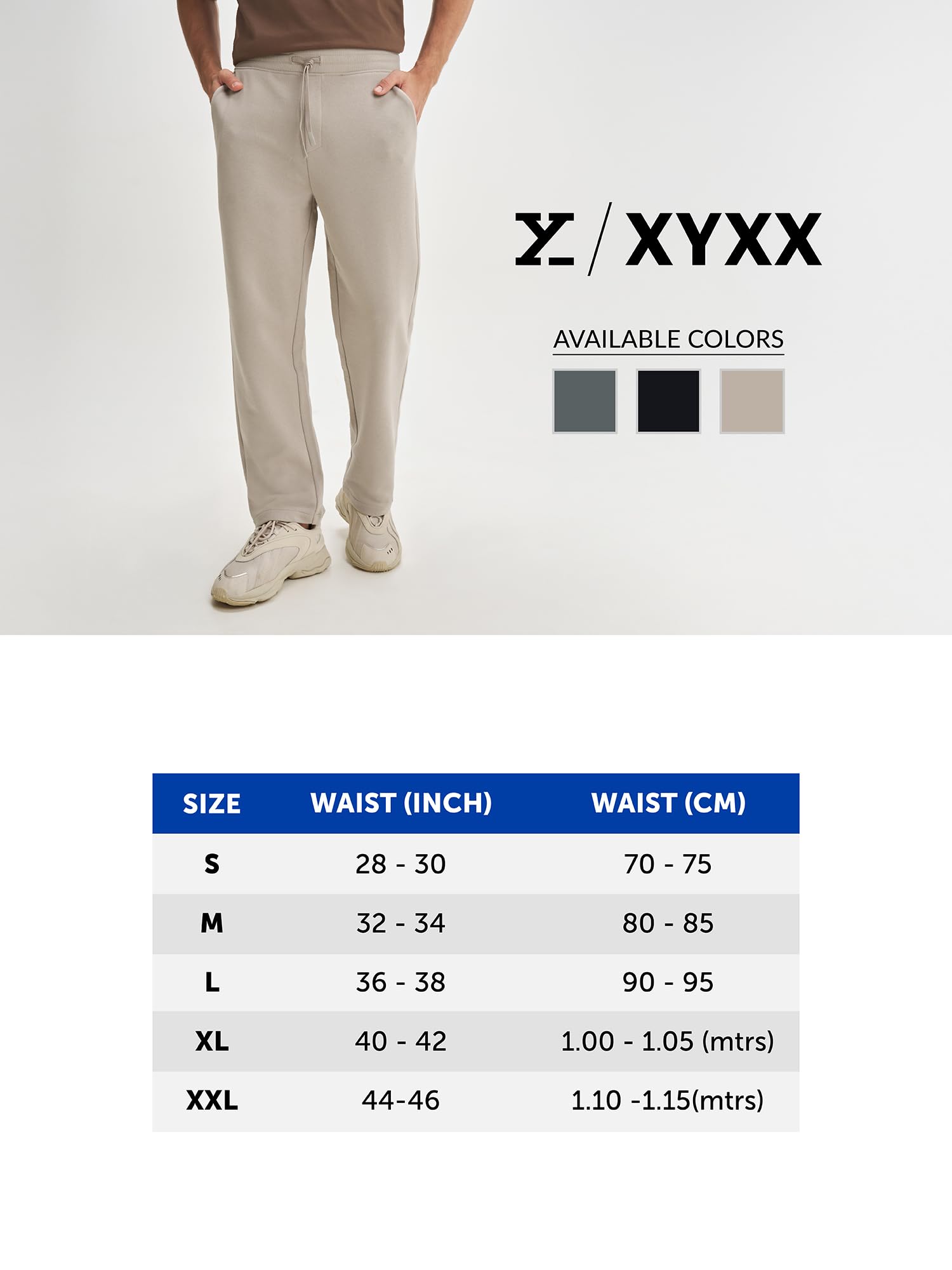 XYXX Pantalón de chándal de algodón peinado liso para hombre | Pantalón de chándal para hombre | Cordón | Ajuste sólido y relajado