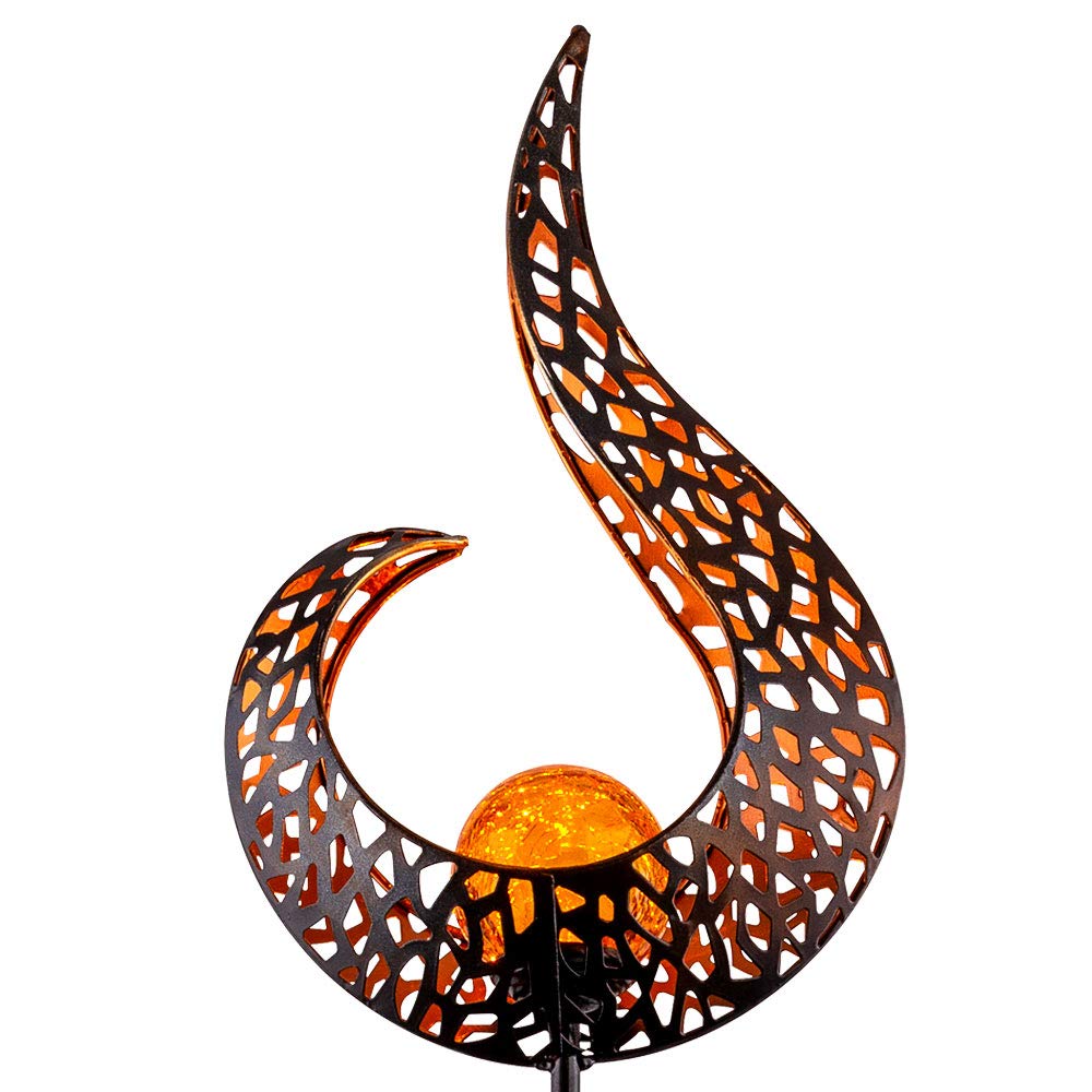 2x LED Solar Außenleuchte Steckleuchte Gartenleuchte Sonne Flamme Braun H 81,5 cm