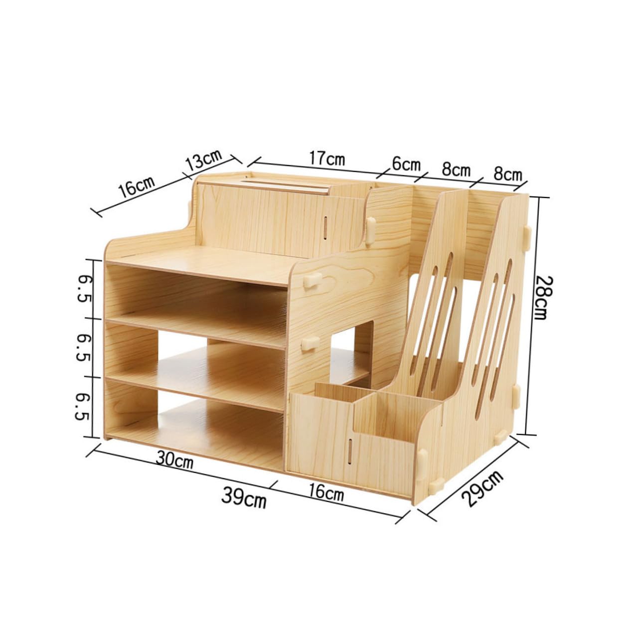 TOPBATHY Estante Organizador de Madera de Escritorio Diseño Multi-Compartimentos Almacenamiento Grande, Fuerte y Estable para Documentos y Papelería en Oficina
