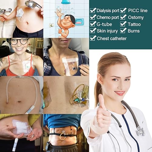 Miniatura 6 de Protector de ducha de catéter de diálisis impermeable, con almohadilla central antiadherente, cubierta de ducha para el puerto del pecho, protector