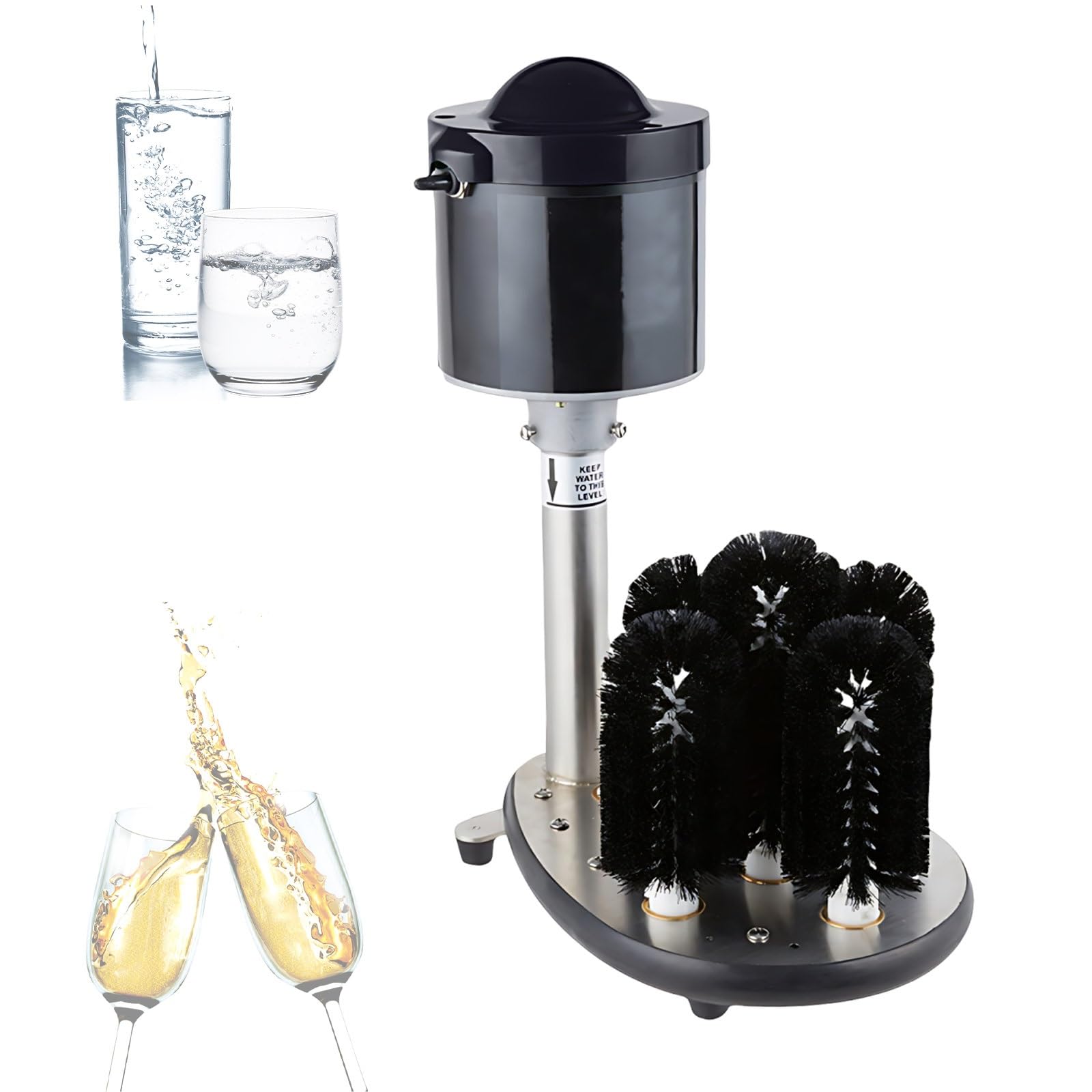 Máquina De Limpieza De Vasos Compatible Con Fregadero, Lavavasos Eléctrico Con Giratorio De Alta Eficiencia Para Copas De Vino, Cerveza Y Tazas
