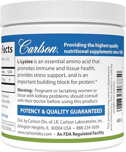 Miniatura 3 de Carlson - L-lisina en polvo aminoácido de forma libre 960 mg favorece el desarrollo saludable de tejidos y músculos 353 oz 100 g