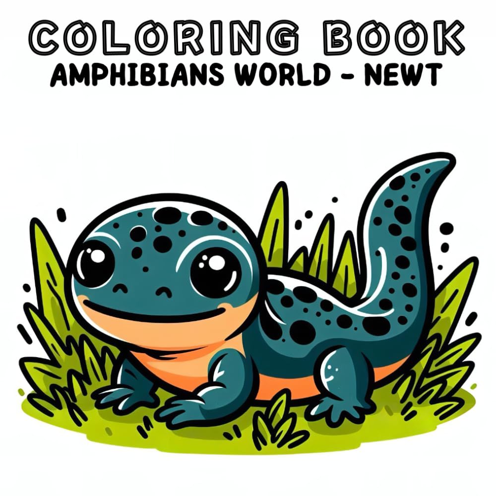 Coloring Book: Amphibians Animals World - Newt