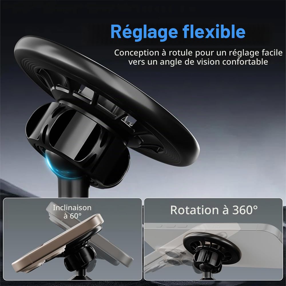 ICAILIN Support téléphone Voiture, pour Support Téléphone Voiture pour MagSafe Tesla Model 3 2024 Highland Model Y Juniper 2026