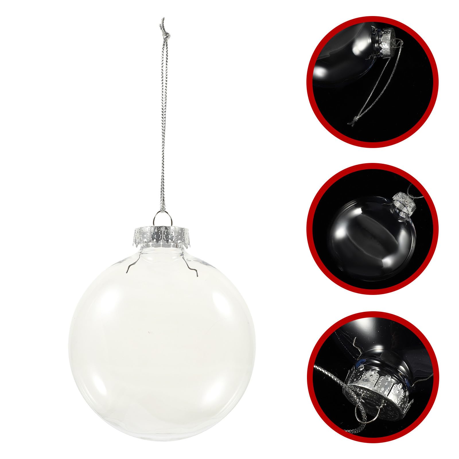 6 Bolas Navideñas Transparentes Rellenable de Plástico Pet Resistente, Desmontables y Colgantes para Decoración de Árbol de Navidad y Fiestas