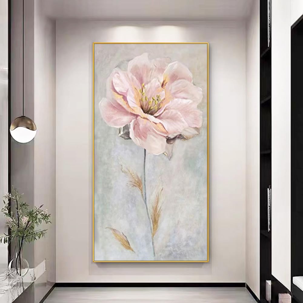 Peinture à l'huile fleurs pivoine art moderne pour maison sereine