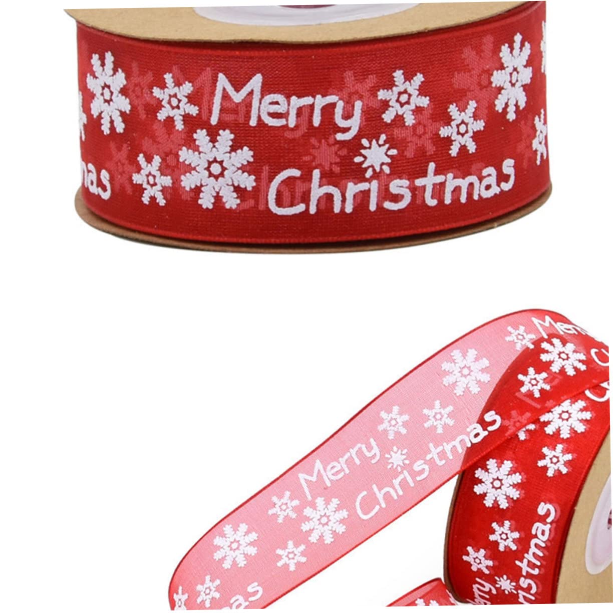 Tofficu 3 Rollen Weihnachtsfeier-dekorationen Schneeflockenbänder Rotes Polyester-verpackungsband Zum Verpacken Von Geschenken