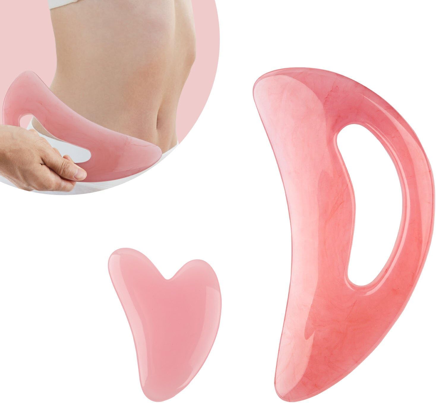 Körper Gua Sha Tool Cellulite Guasha Werkzeug für Körper Große Körper Massage Werkzeuge (Naturharz) Lymphdrainage Werkzeug Guasha Werkzeug für Gesicht, Rücken, Beine, Frauen Körperformungswerkzeuge (rosa)