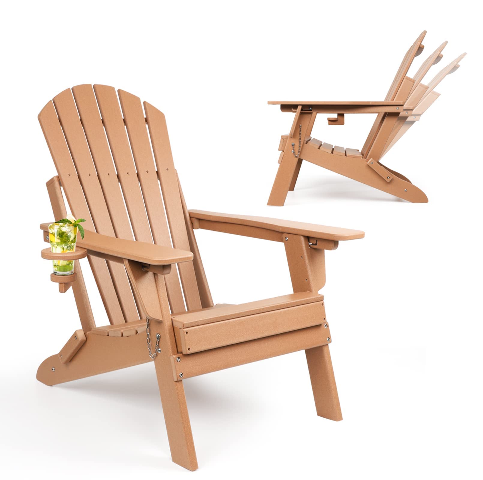 FUNBERRY Oversized Folding Adirondack Chair with Adjustable Backrest 400LBS