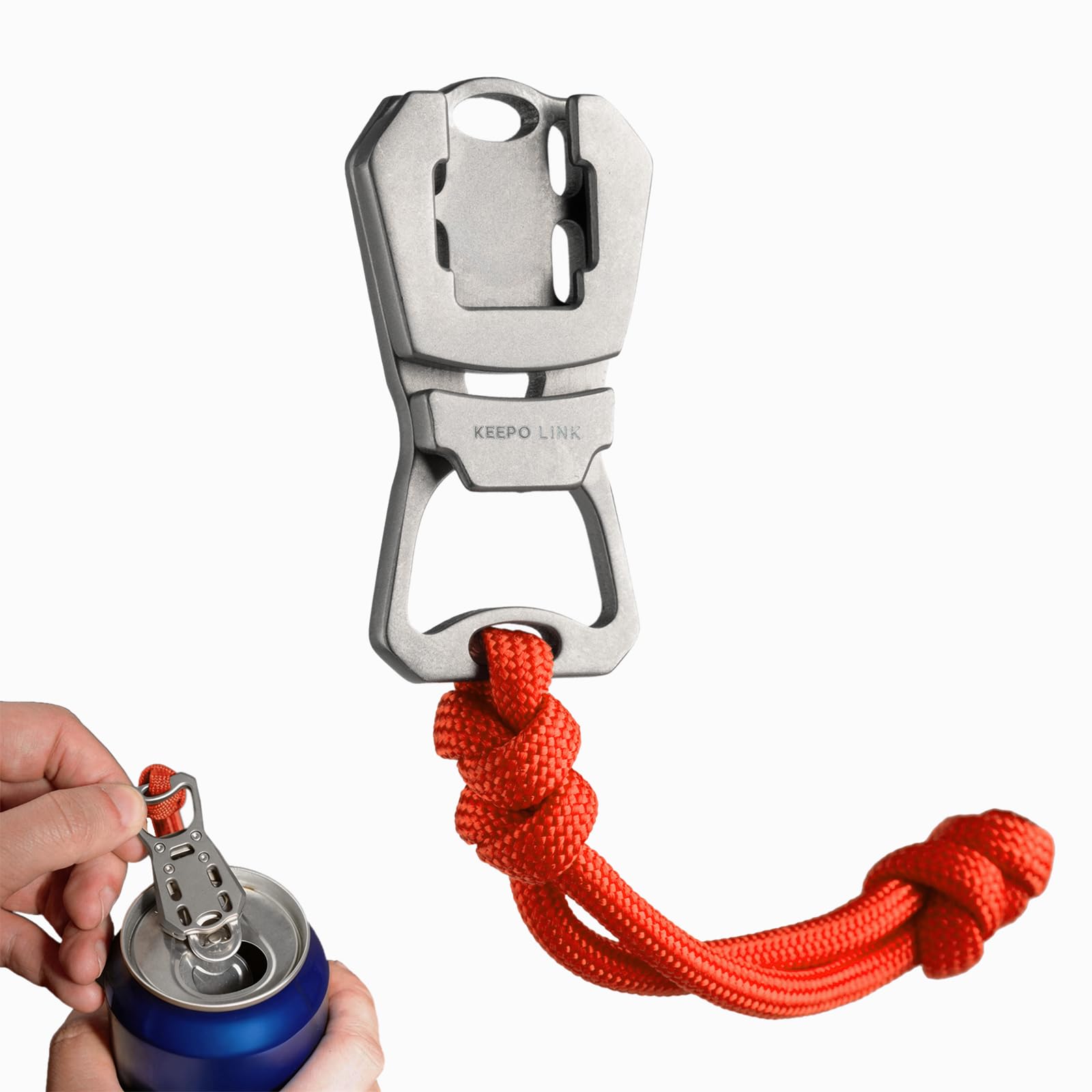 KEEPO LINK Titanium Can Opener & Bottle Opener Combo, Manual Pull Tab Can Opener Keychain for Soda, Beer, Coke, OLT06 (Gunmetal Grey)