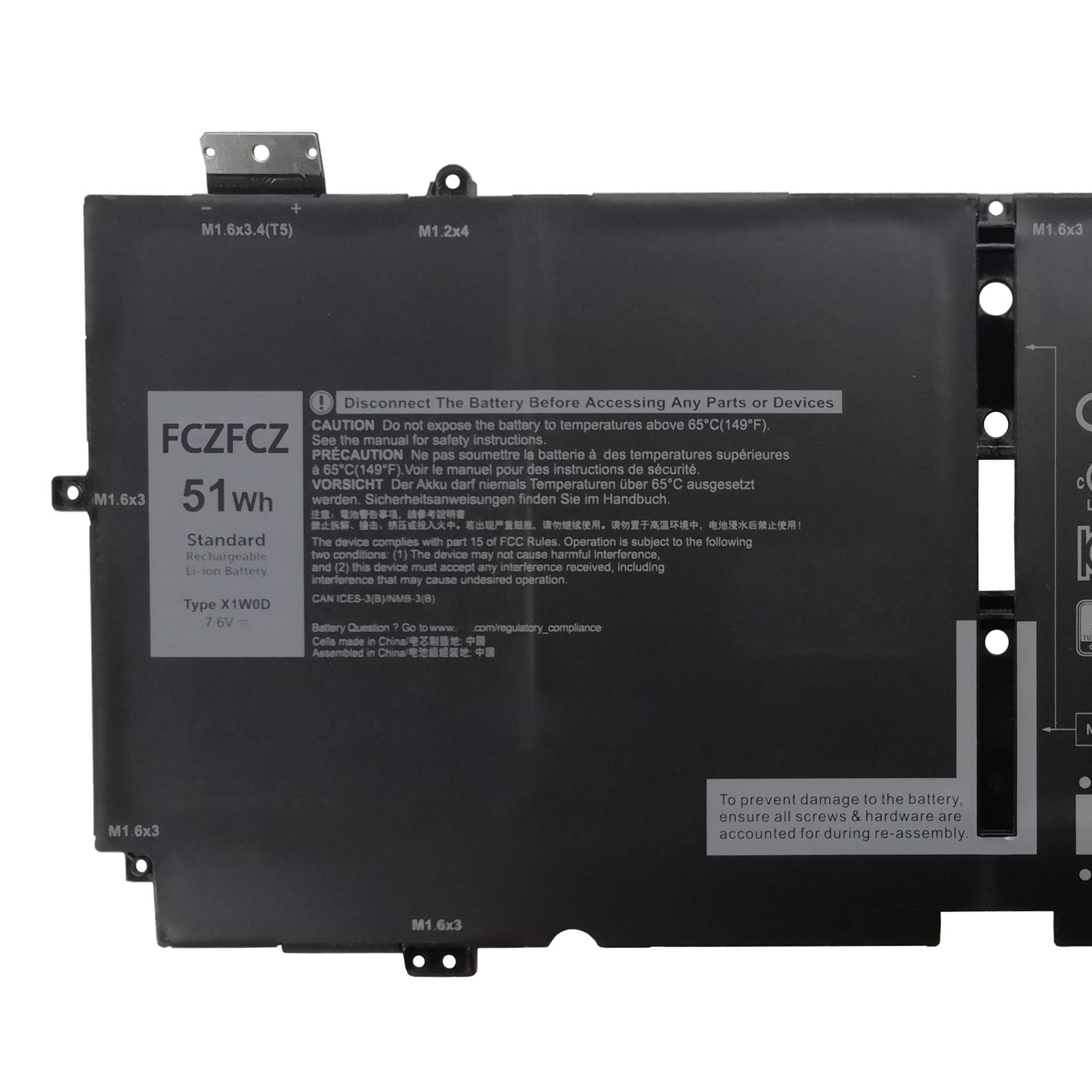 Amazon.com: FCZFCZ X1W0D Battery Replacement for Dell XPS 13 7390