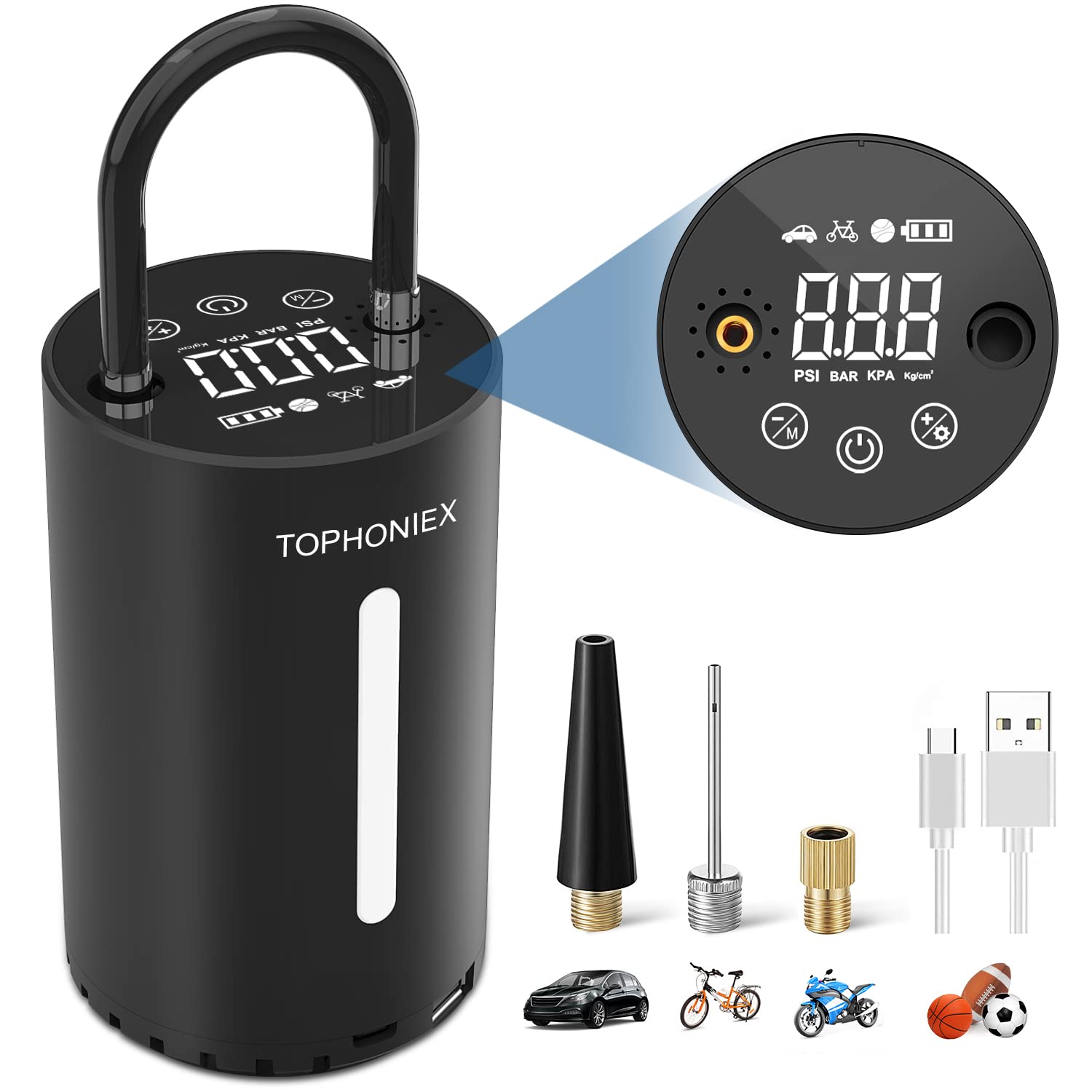 Buy Tophoniex Portable Air Pump Compressor, 150PSI Handheld Electric