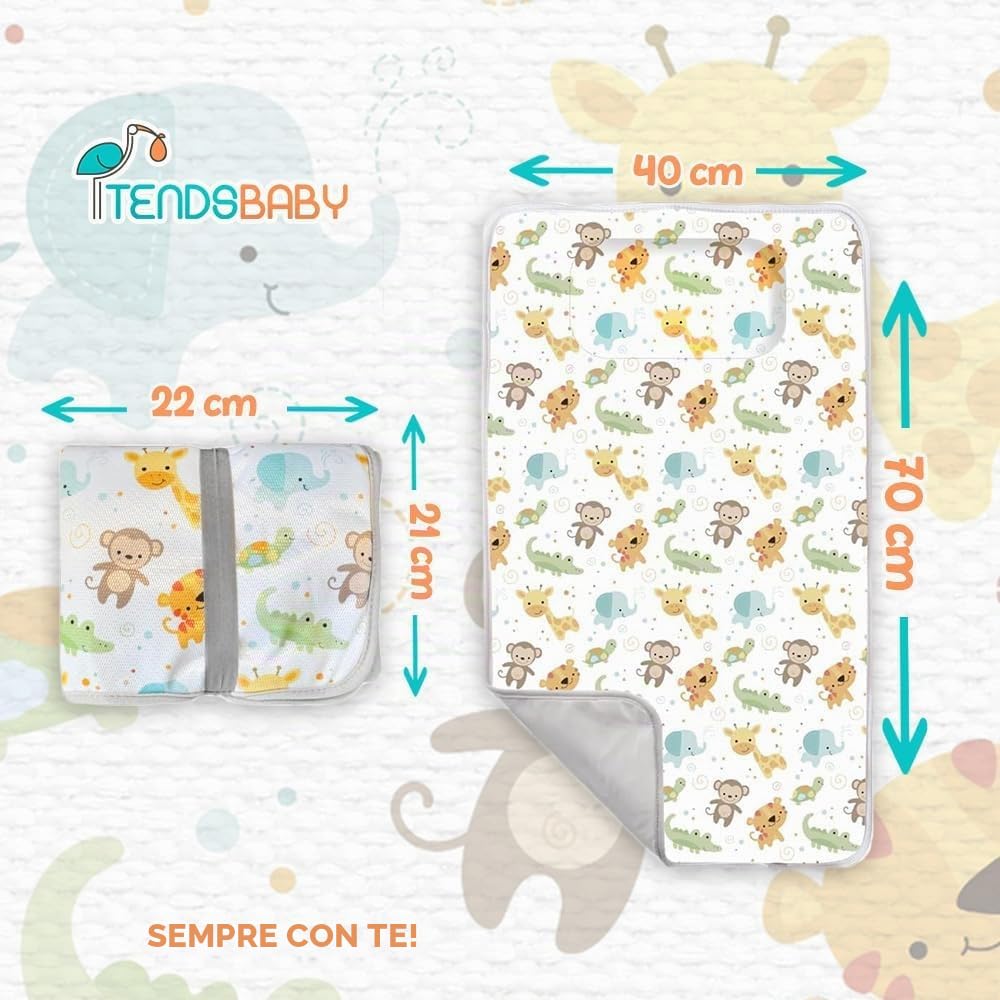 TENDS Fasciatoio Portatile Neonato - Fasciatoio Pieghevole e Impermeabile per Viaggio como Neonato Accessori Utili - Regalo Nascita Perfetto per Bimbo e Bimba - Fasciatoio neonato portatile