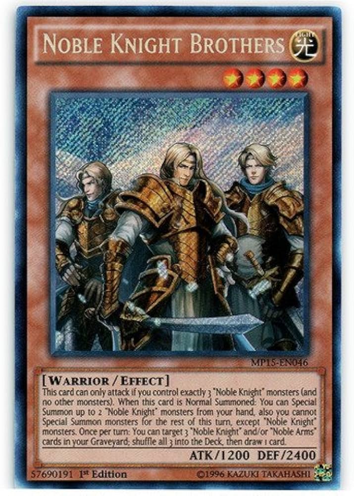 Amazon.com: YU-GI-OH! - Noble Knight Brothers (MP15-EN046) - Mega Pack 2015 - 1st Edition - Secret Rare : Toys & Games Amazon.com: YU-GI-OH! - Noble Knight Brothers (MP15-EN046) - Mega Pack 2015 - 1st Edition - Secret Rare : Toys & Games
