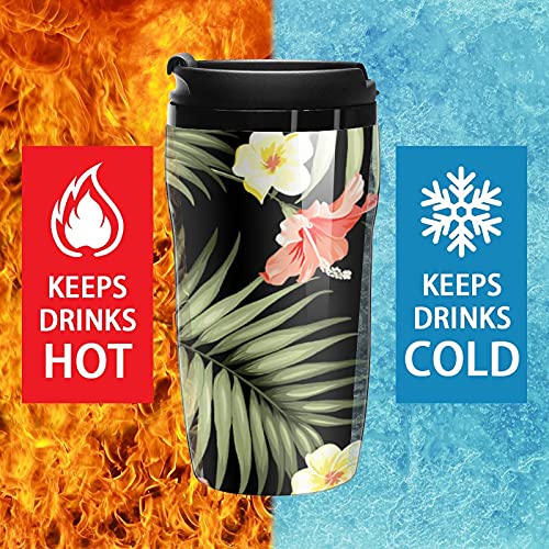 Taza de café de plástico con tapa con aislamiento de doble pared y diseño de hibisco hawaiano - Imagen 5