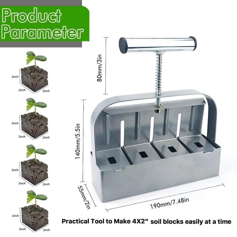 Juego de herramientas ergonómicas manuales para bloquear el suelo, fabricante de plántulas de 4 rejillas, equipo de jardinería reutilizable para trasplantar plántulas, agarre antideslizante para un