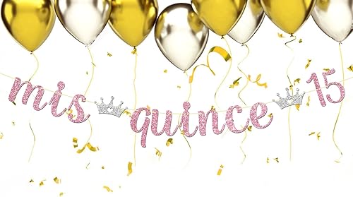Miniatura 4 de Maicaiffe Cartel Mis Quince 15  Decoración para fiesta de cumpleaños de 15 años para niña  Quince años  Decoración de fiesta de feliz cumpleaños 15