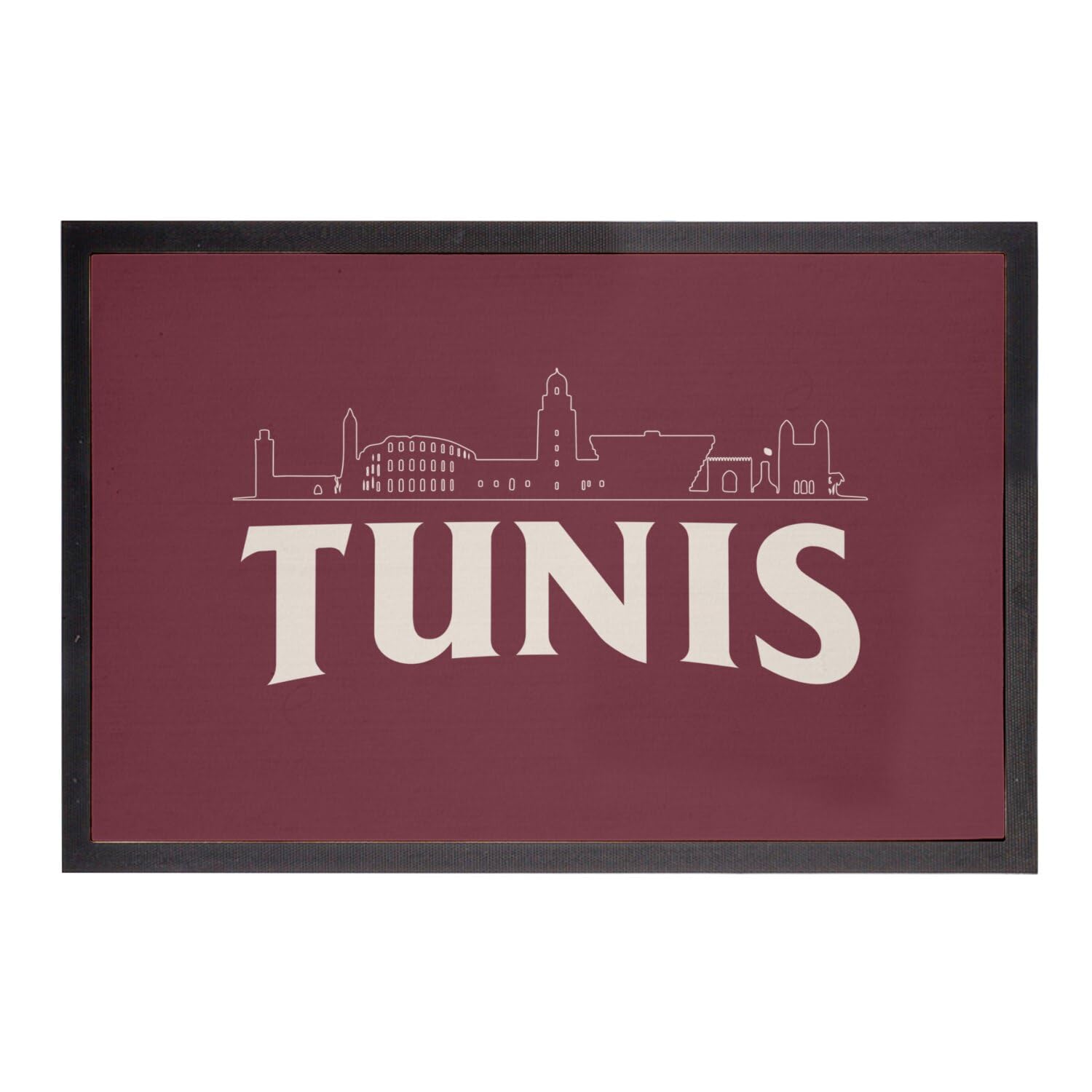 Paillasson Tunis 75x50cm tapis d'entrée minimalist rouge design voyage vintage