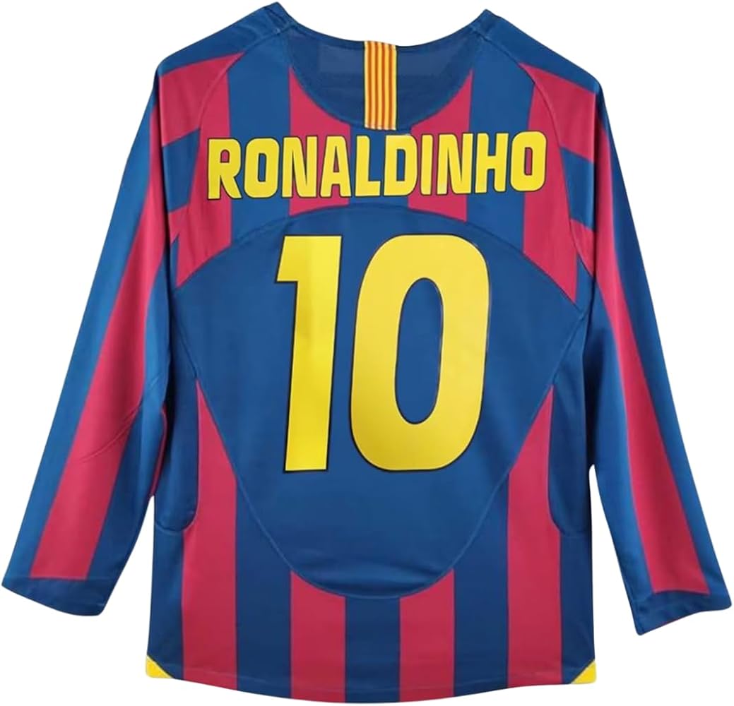 Amazon.com: Ronaldinho #10 Retro Long Sleeve 05/06 Soccer Jersey