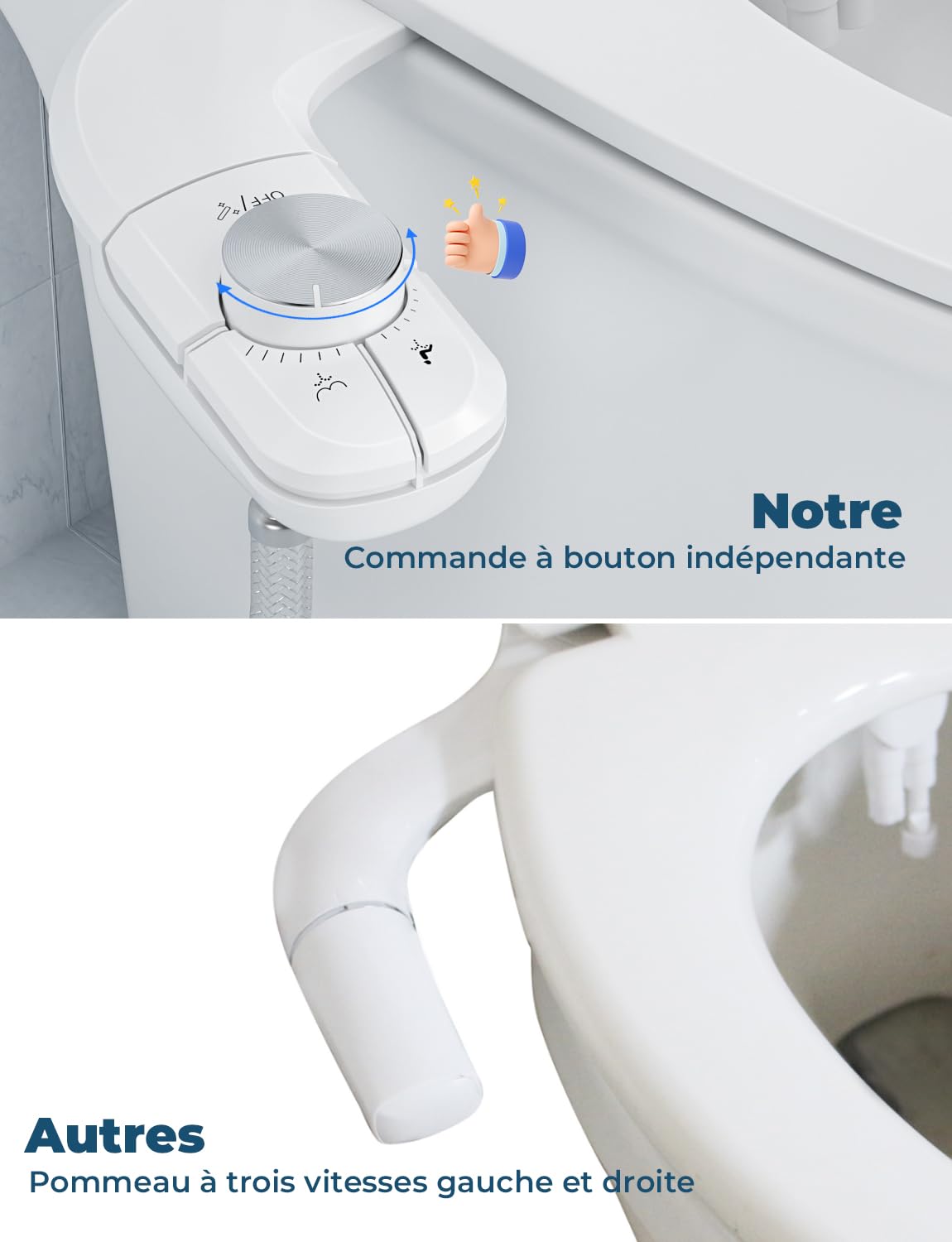 YISSVIC Toilette Japonaise Bidet Toilette WC non Electrique Double Buses Rétractables Installation Facile Autonettoyantes Pression d'Eau Réglable à Eau Froide Nettoyage Avant et Arrière