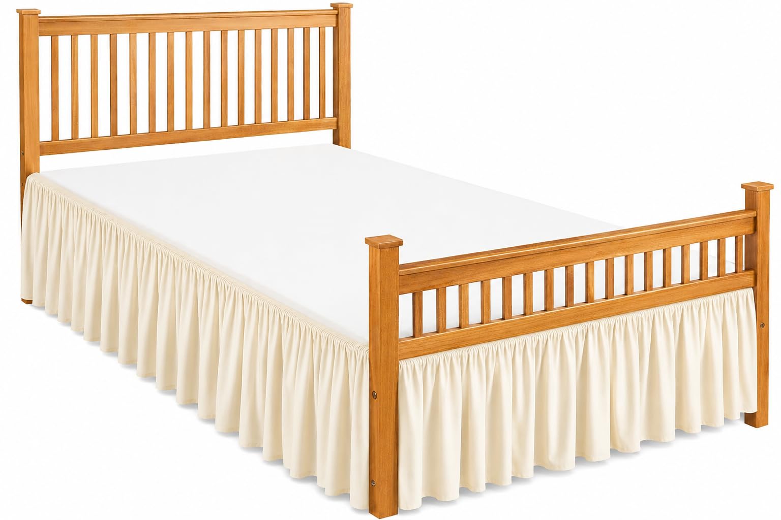 Ivory King Bed Skirt | 72 x 78 Inch | 12 Inch Drop | 100% Microfiber 120 GSM | Split Corner Tailored Ruffle Bed Skirt | Dust Resistant & Easy Fit-image-14