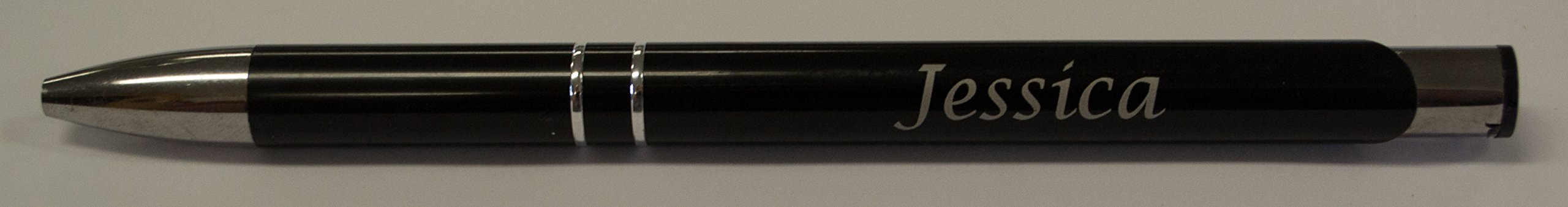 Jessica Personalized and Engraved Black Pen by Etching Memories. Makes an Excellent Gift