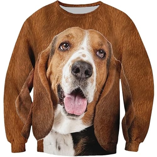 MaroYanYML Animali Carini Felpa con Stampa 3D Beagle Bichon Frise Cani Grafica Primavera Autunno Girocollo Uomo/Donna Maniche Lunghe Pullover Top