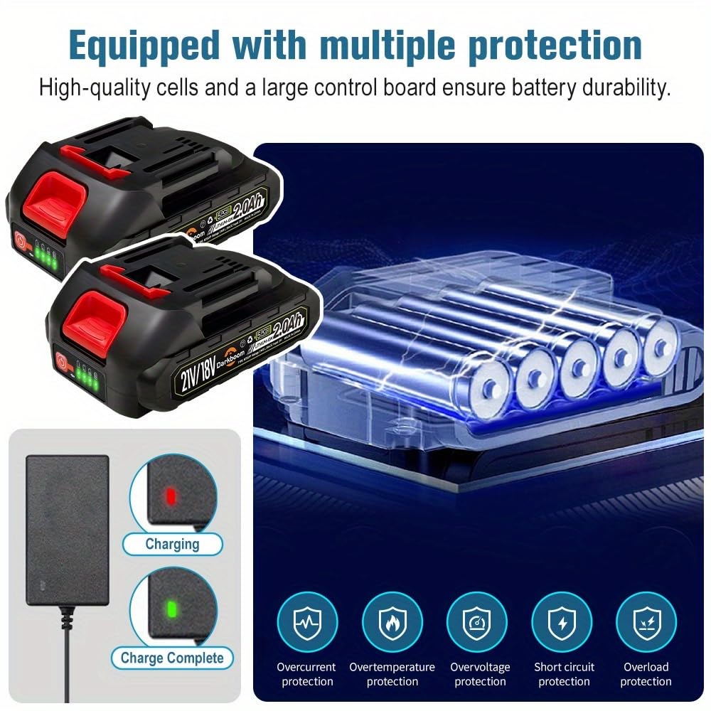 2 baterías de repuesto para Makita, batería de 4.0 Ah 4000 mAh para herramientas eléctricas de 18 V, 20 V, 21 V con un cargador de batería, batería compatible con herramientas Makita de 18 V, soplador