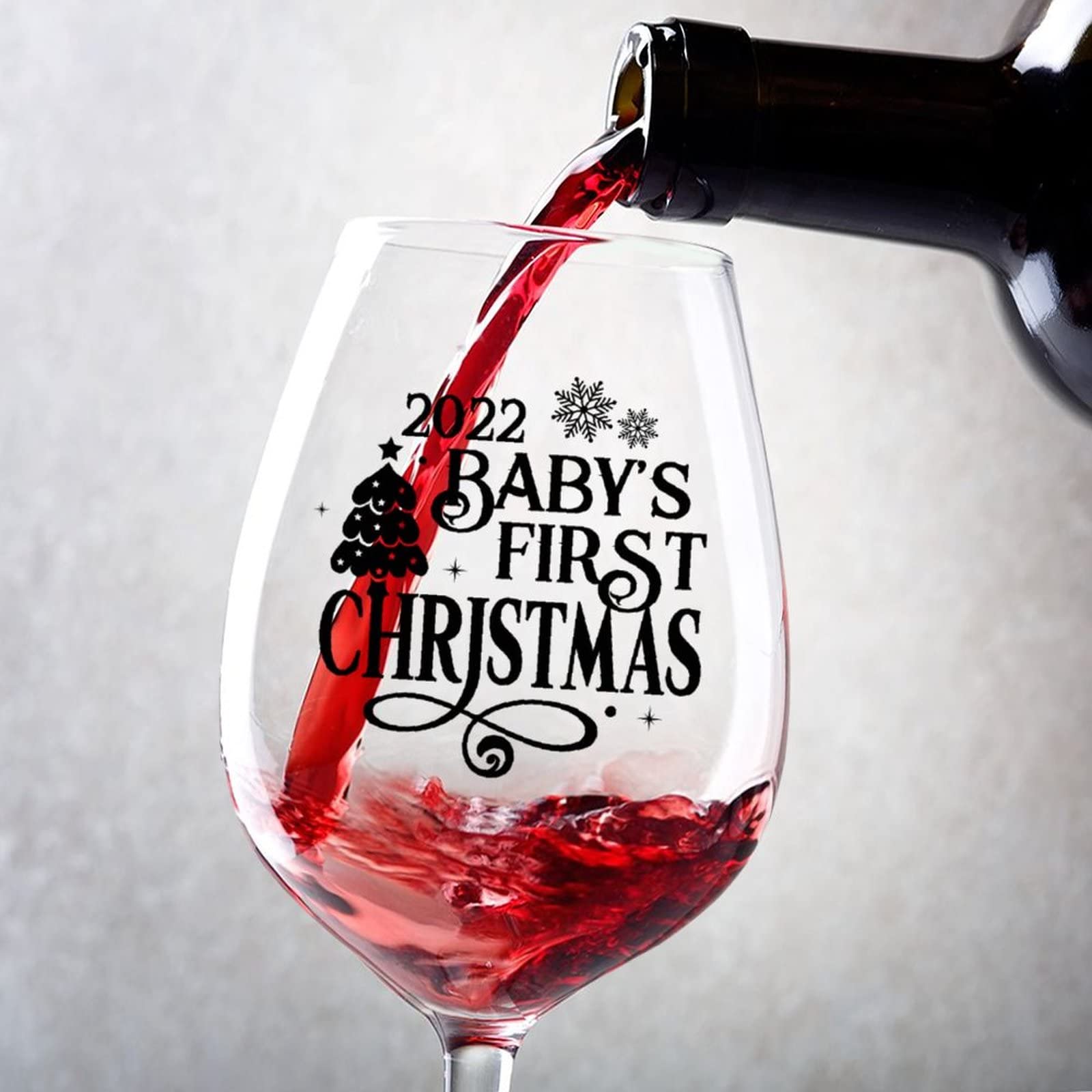 Verres à vin rouge bébé 1er Noël 325 ml pour cadeau de mariage et fête