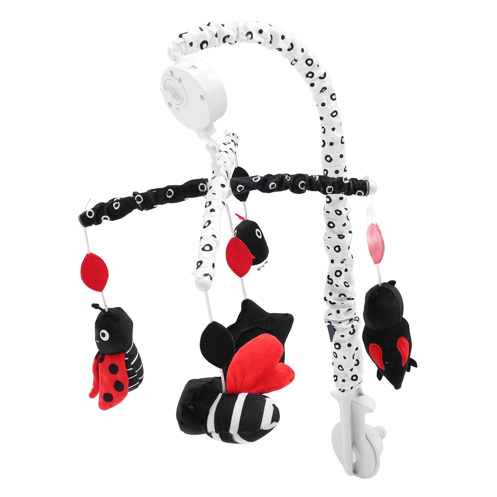 Generic Jouet Mobile pour Berceau de bébé, Peluche Douce à Contraste élevé, Noir et Rouge, Design Engageant, avec Boîte à Musique pour Nourrissons (Animal)