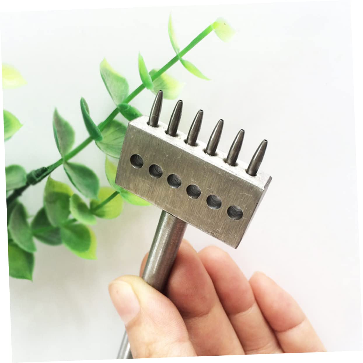 jojofuny DIY Prong Round Hole Punch Tool Set Leather Craft Punching Kit for Watch Bands Durable Effortless Hole Creation Includes Punch
