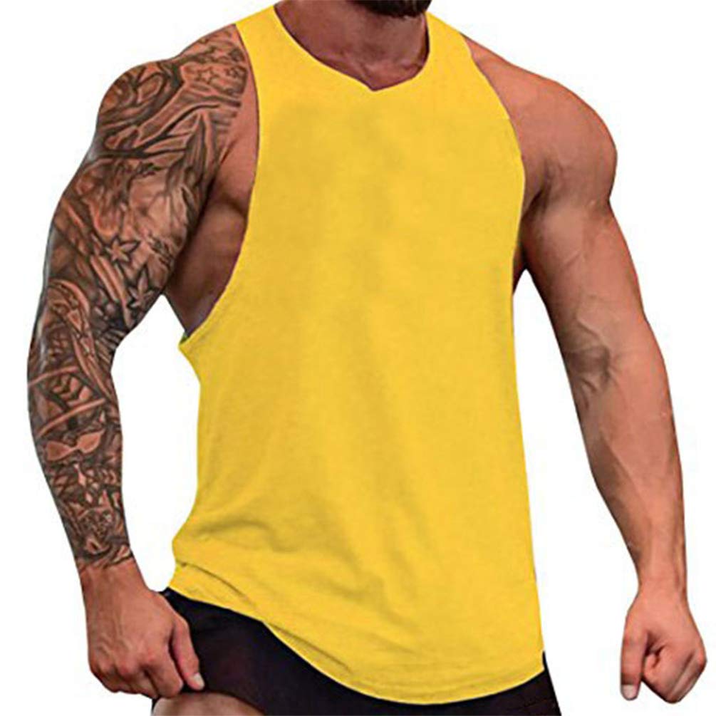 Risape para Hombre Culturismo sin Mangas de algodón Gym Camisetas Tank Tops de Tirantes