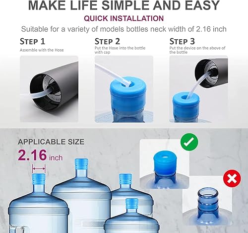 Miniatura 6 de Dispensador de agua de 5 galones, bomba automática de botella de agua potable, carga USB, ajuste universal, interruptor de botella de agua portátil