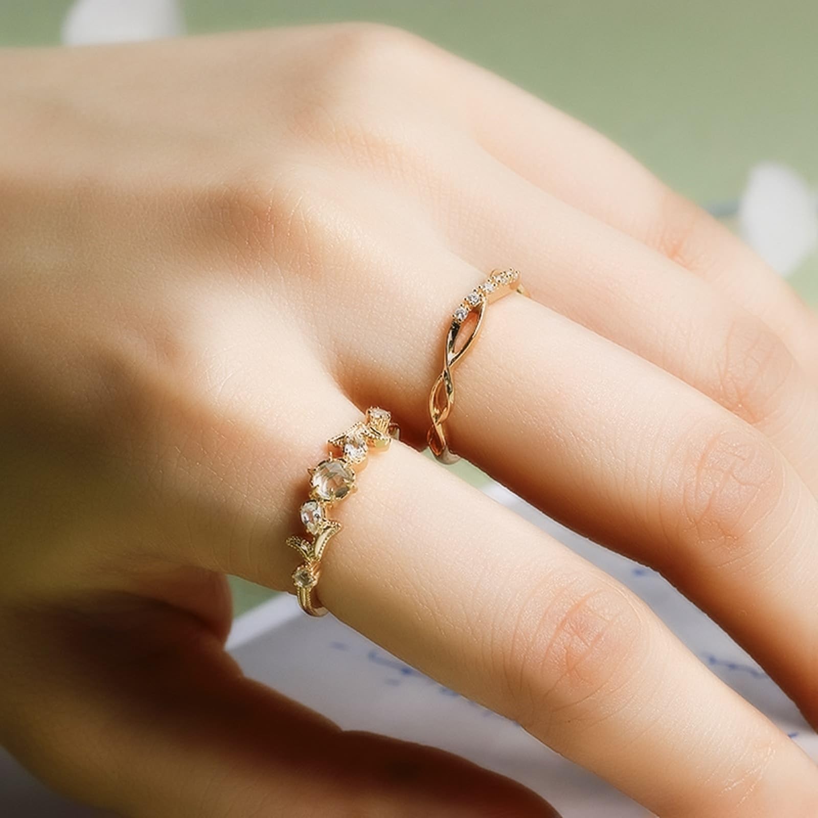 Anillos de amistad de oro amarillo de 9 K/14 K/18 K con diamante, cruz hueca