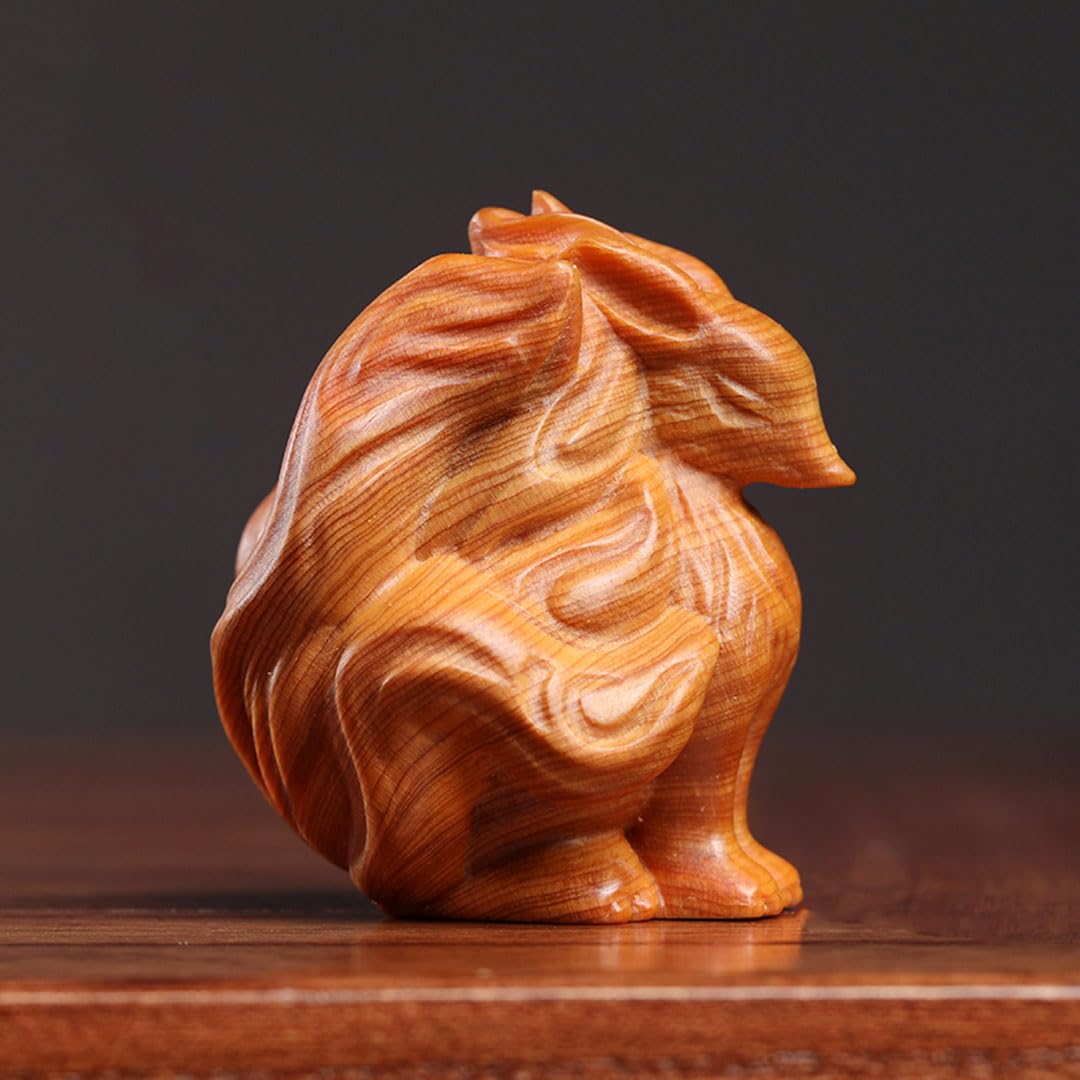 BIGサイズ　木彫り　置物 Amazon.co.jp: 【木彫り】九尾の狐 置物 崖柏木 お狐様 □サイズ