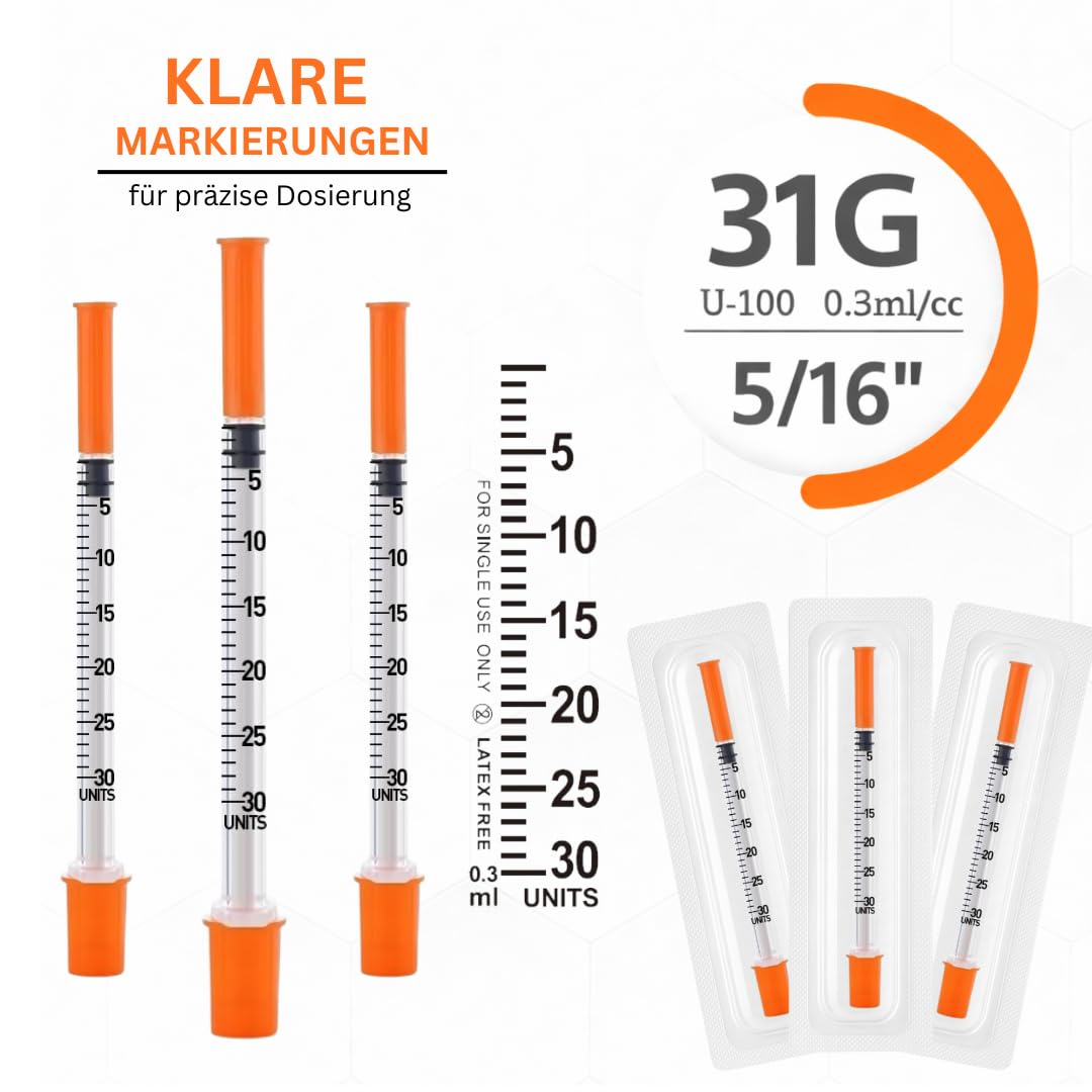 100 Stück 0,3 ml Plastic Tube 31G x 5/16" (0,25 x 8 mm) – Einzeln verpackt – Präzise Mehrzweck-Messwerkzeuge