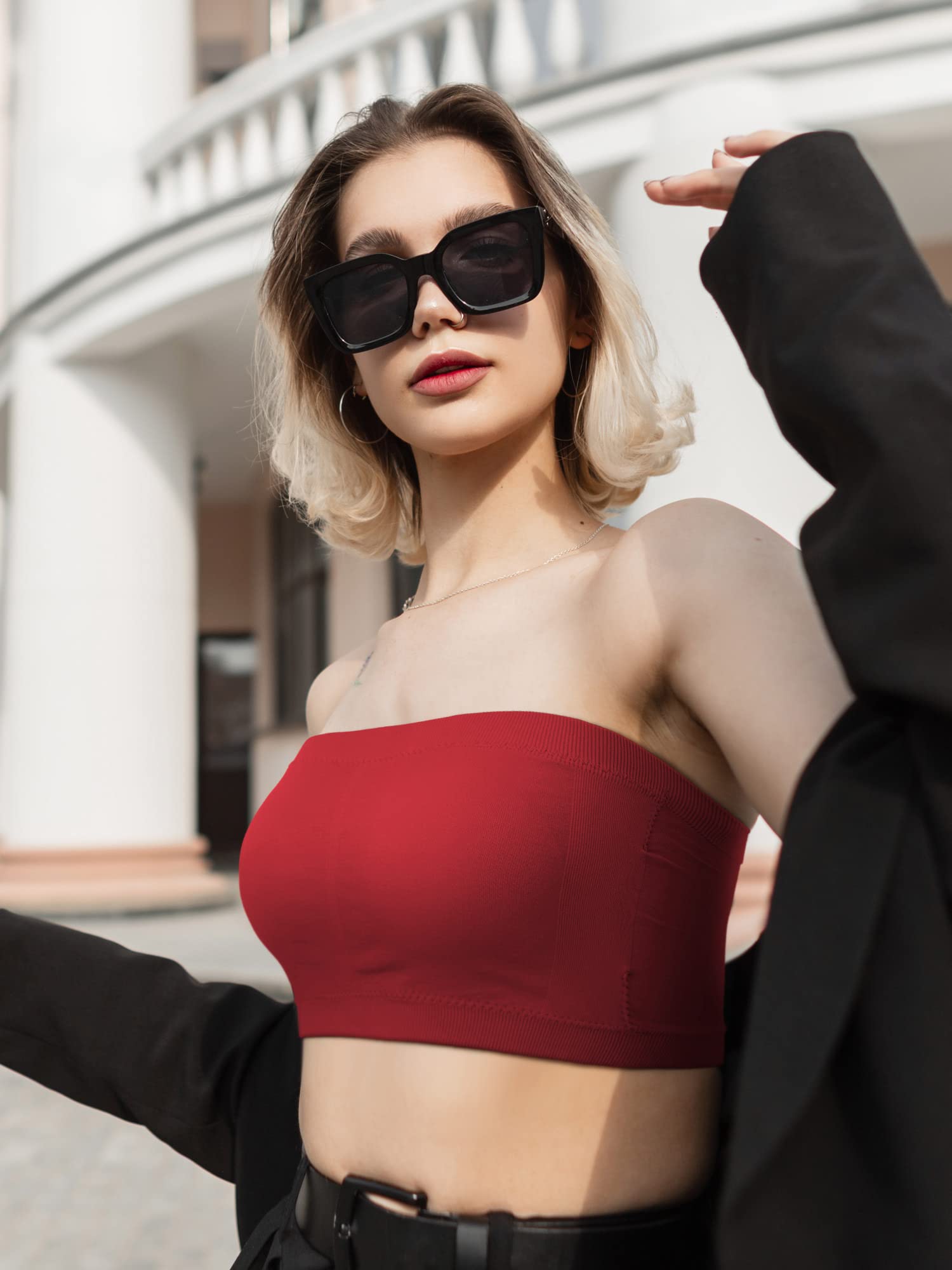 Bencailor 6 Reggiseni a Fascia Senza Spalline Cuciture e Ferretto Top Imbottito per Donna Bralette Antiscivolo