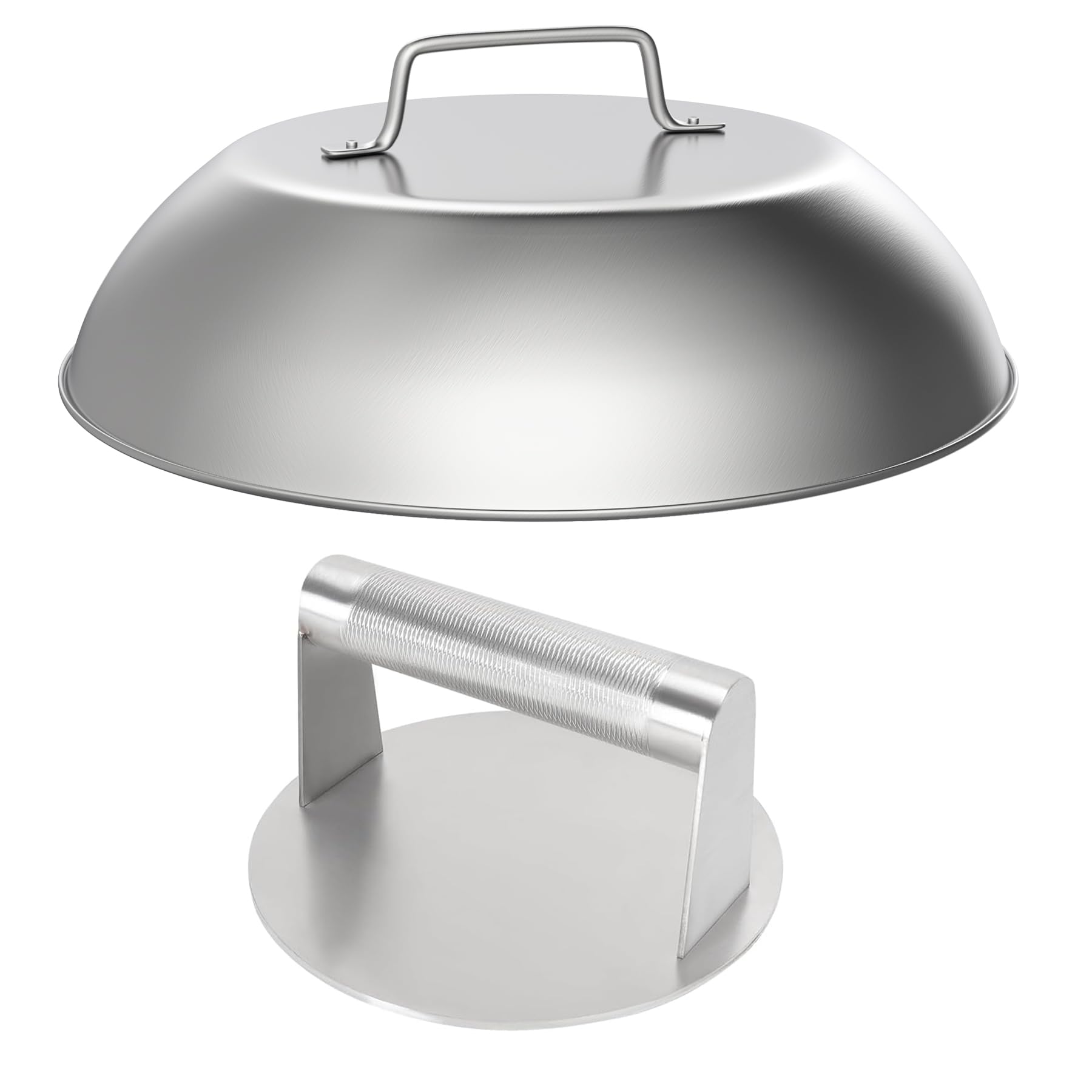 SafBbcueMelting Dome Griddle Accessories for Blackstone 5.5'' Burger Press & 9'' Melting Dome Stainless Steel Grill Burger Patty Press, Perfect for Outdoor or Family Gatherings on a Flat Top Grill