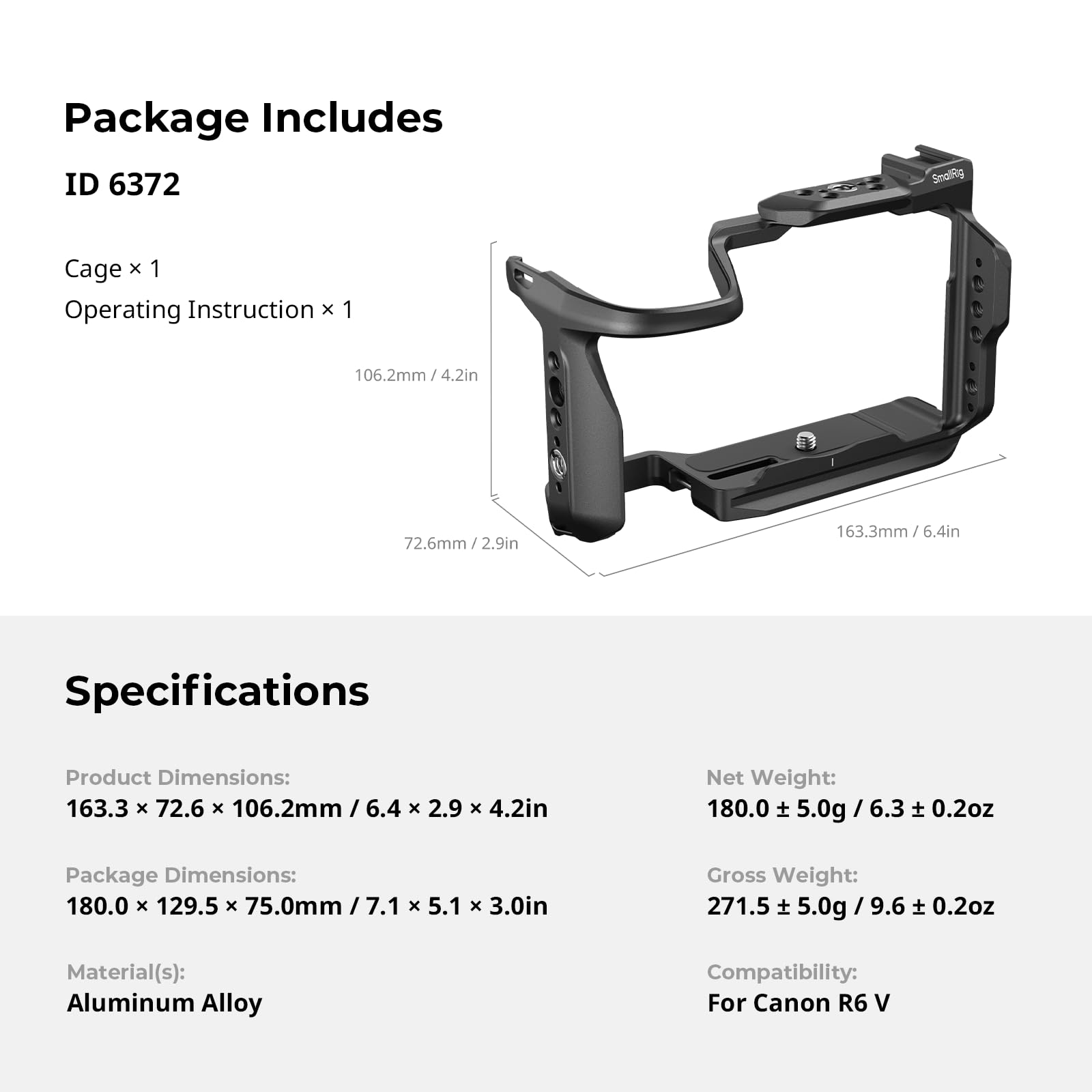 SMALLRIG Klatka szybkiego zwalniania "HawkLock" do aparatu Canon EOS R6 V 6372