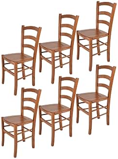t m c s Tommychairs - Set 6 sillas Venice para Cocina y Comedor, Estructura en Madera de Haya Color Cerezo y Asiento en Madera