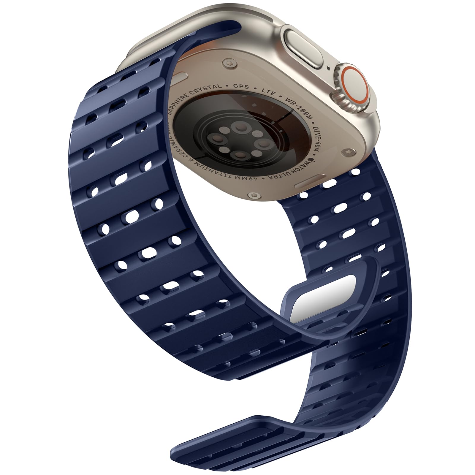 BandleticMagnetic Strap Compatible with Apple Watch Strap 45mm 44mm 46mm 49mm 42mm, Soft Silicone Sport Band for Apple Watch Ultra 2/SE/iWatch Series 10 9 8 7 6 5 4 3 2 1 Ultra for Women Men,Navyblue